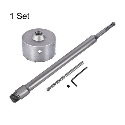 Harfington Uxcell Wall Hole Drill Bit Cement Stone Hole Saw Round Shank with Connecting Rod Drill for SDS X4 Impact Drill
