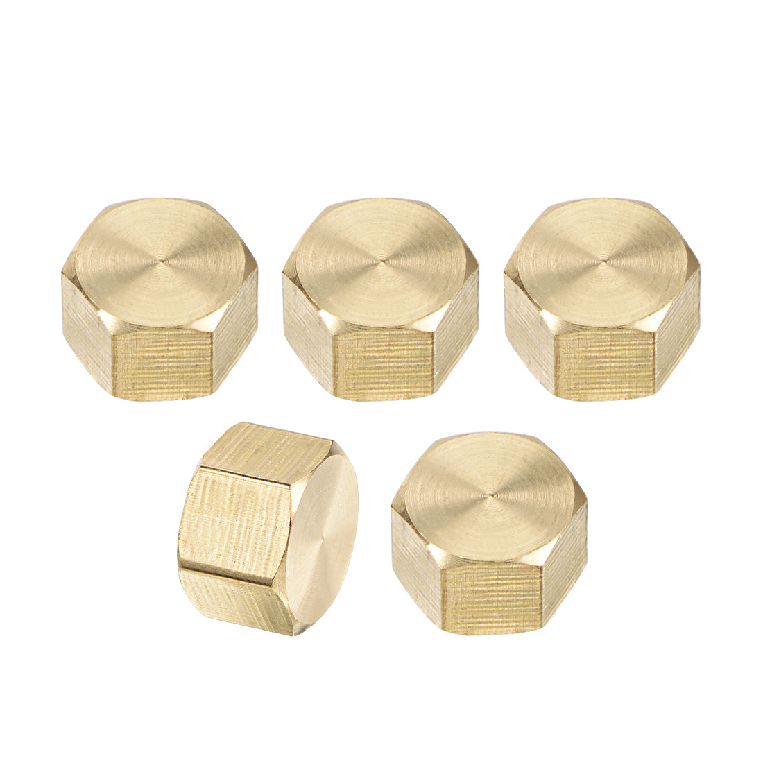 uxcell Uxcell 1/8-Inch Brass Cap 5pcs PT1/8 Female Pipe Fitting Hex Compression Stop Valve Connector