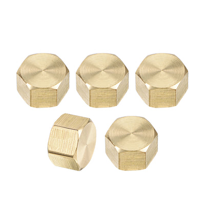 Harfington Uxcell 1/8-Inch Brass Cap 5pcs PT1/8 Female Pipe Fitting Hex Compression Stop Valve Connector