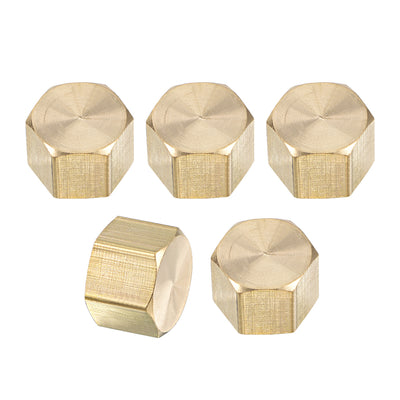 Harfington Uxcell 1/4-Inch Brass Cap 5pcs G1/4 Female Pipe Fitting Hex Compression Stop Valve Connector
