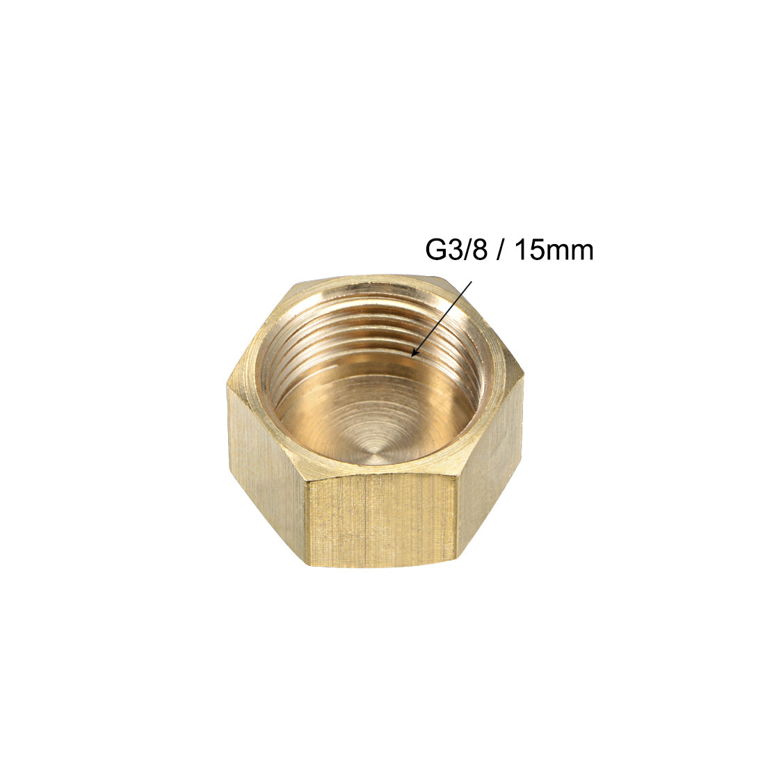 uxcell Uxcell Brass Cap G3/8 Female Pipe Fitting, Hex Compression Stop Valve Connector