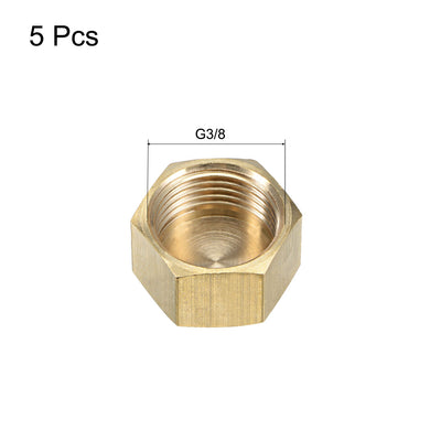 Harfington Uxcell Brass Cap 5pcs G3/8 Female Pipe Fitting Hex Compression Stop Valve Connector