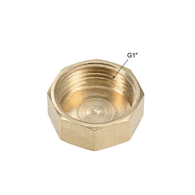 Harfington Uxcell 1-Inch Brass Cap PT1 Female Pipe Fitting Hex Compression Stop Valve Connector