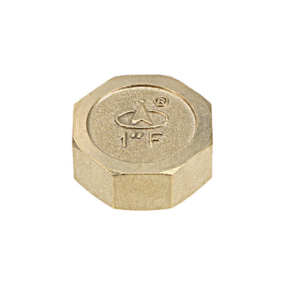 Harfington Uxcell 1-Inch Brass Cap PT1 Female Pipe Fitting Hex Compression Stop Valve Connector