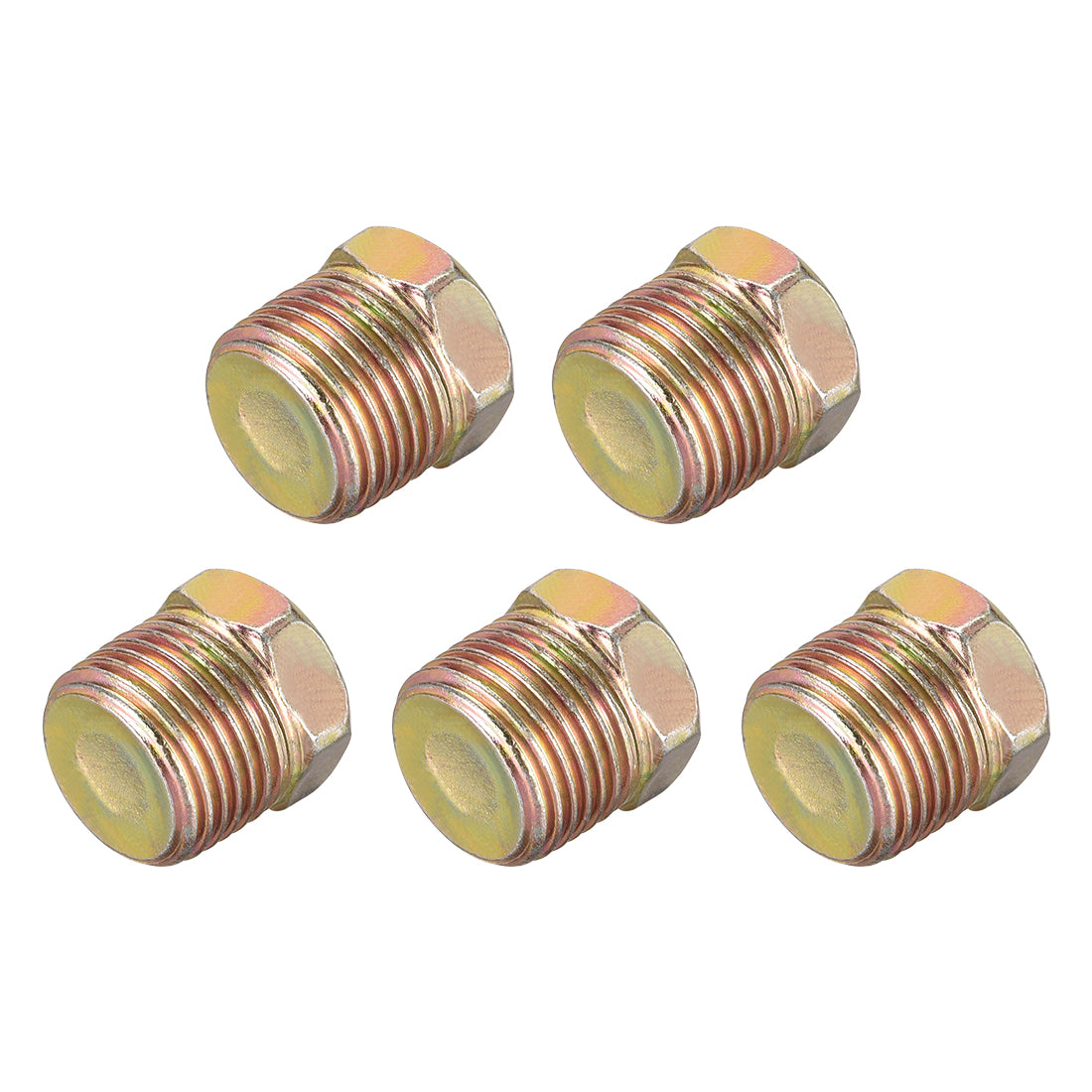 uxcell Uxcell G3/8 Male Thread Plugs - Carbon Steel Outer Hex Thread Socket Bung Plug Pipe Fitting 5Pcs