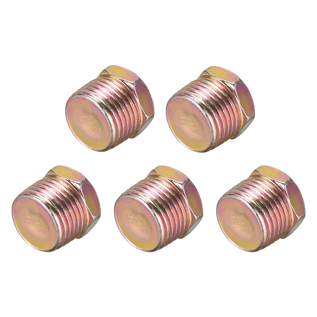 uxcell Uxcell G1/2 Male Thread Plugs - Carbon Steel Outer Hex Thread Socket Bung Plug Pipe Fitting 5Pcs
