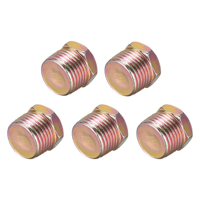 Harfington Uxcell G1/2 Male Thread Plugs - Carbon Steel Outer Hex Thread Socket Bung Plug Pipe Fitting 5Pcs