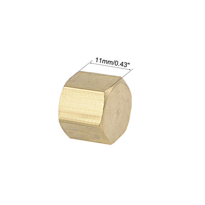 Harfington Uxcell 1/8 Inch Brass Cap PT1/8 Female Pipe Fitting Hex Compression Stop Valve Connector 11x11mm