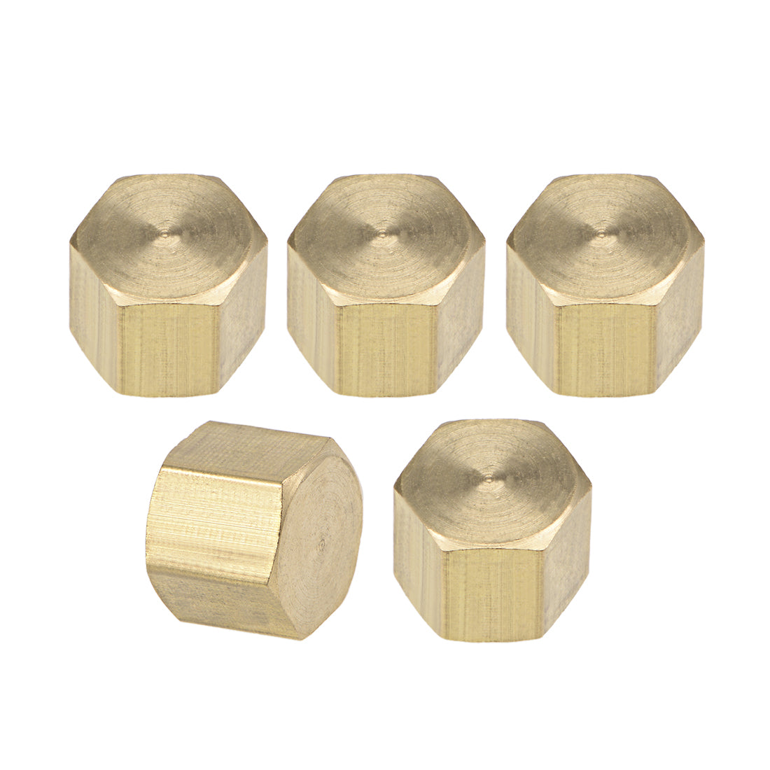 uxcell Uxcell Brass Cap, 5pcs 1/8PT Female Pipe Fitting Hex Compression Stop Valve Connector 11x11mm