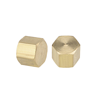 Harfington Uxcell 1/8 Inch Brass Cap 10pcs PT1/8 Female Pipe Fitting Hex Compression Stop Valve Connector 11x11mm