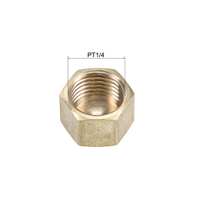 Harfington Uxcell Brass Cap PT1/4 Female Pipe Fitting Hex Compression Stop Valve Connector