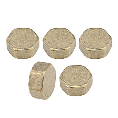 Harfington Uxcell Brass Cap 5pcs G1/2 Female Pipe Fitting Hex Compression Stop Valve Connector 11x23mm