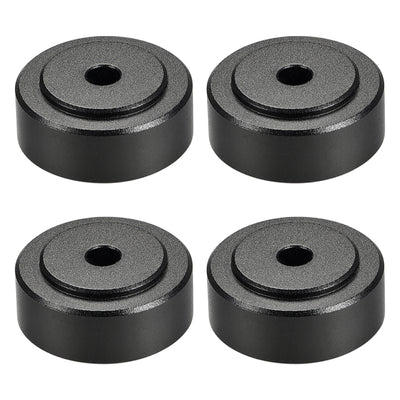 Harfington Uxcell 4 Pcs D20xH8mm Aluminum Feet Anti-Vibration Base Pad Stand with Rubber O Ring for Speaker Guitar Amplifier HiFi Black