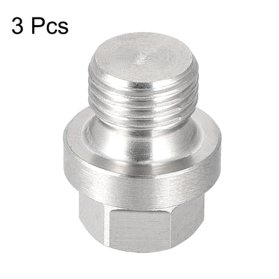 Harfington Uxcell M10 x 1 Male Outer Hex Head Plug - 304 Stainless Steel Solid Thread Corrosion Resistant Bung Plug Pipe Fitting 3Pcs
