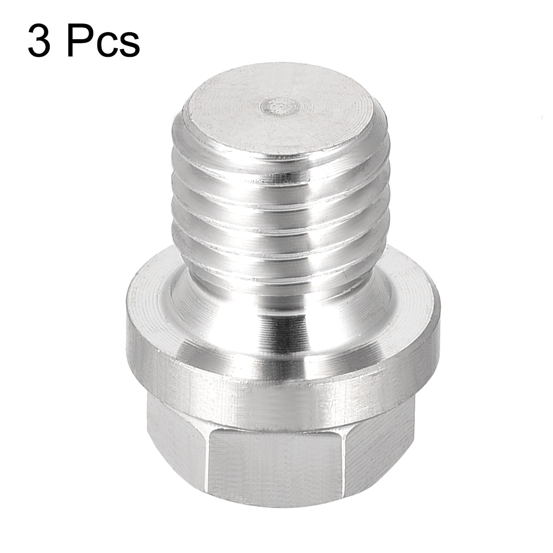 uxcell Uxcell M12 x 1.5 Male Outer Hex Head Plug - 304 Stainless Steel Solid Thread Corrosion Resistant Bung Plug Pipe Fitting 3Pcs