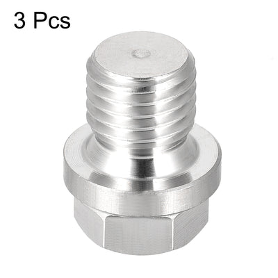 Harfington Uxcell M12 x 1.5 Male Outer Hex Head Plug - 304 Stainless Steel Solid Thread Corrosion Resistant Bung Plug Pipe Fitting 3Pcs