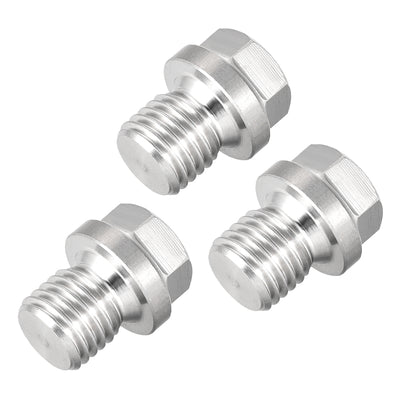 Harfington Uxcell M12 x 1.5 Male Outer Hex Head Plug - 304 Stainless Steel Solid Thread Corrosion Resistant Bung Plug Pipe Fitting 3Pcs