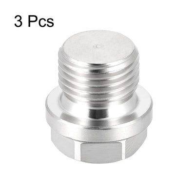 Harfington Uxcell M16 x 1.5 Male Outer Hex Head Plug - 304 Stainless Steel Solid Thread Corrosion Resistant Bung Plug Pipe Fitting 3Pcs