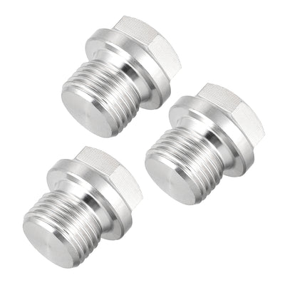 uxcell Uxcell M16 x 1.5 Male Outer Hex Head Plug - 304 Stainless Steel Solid Thread Corrosion Resistant Bung Plug Pipe Fitting 3Pcs