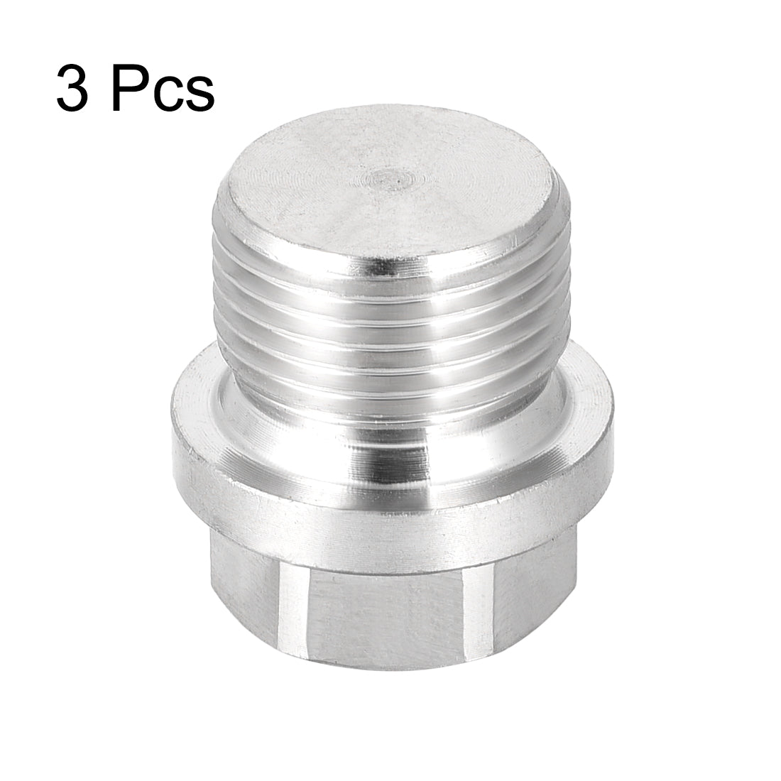 uxcell Uxcell M20 x 1.5 Male Outer Hex Head Plug - 304 Stainless Steel Solid Thread Corrosion Resistant Bung Plug Pipe Fitting 3Pcs