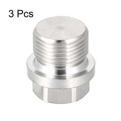 Harfington Uxcell M20 x 1.5 Male Outer Hex Head Plug - 304 Stainless Steel Solid Thread Corrosion Resistant Bung Plug Pipe Fitting 3Pcs