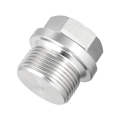Harfington Uxcell M24 x 1.5 Male Outer Hex Head Plug - 304 Stainless Steel Solid Thread Corrosion Resistant Bung Plug Pipe Fitting