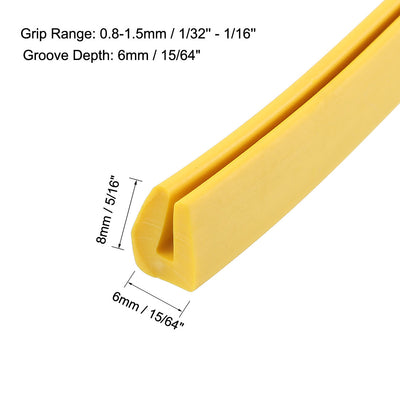 Harfington Uxcell Edge Trim U Seal Yellow PVC Fits 1/32"- 1/16"Edge 30 Feet Length