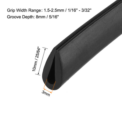 Harfington Uxcell Edge Trim U Seal Black PVC Fits 1/16"- 3/32"Edge 20 Feet Length