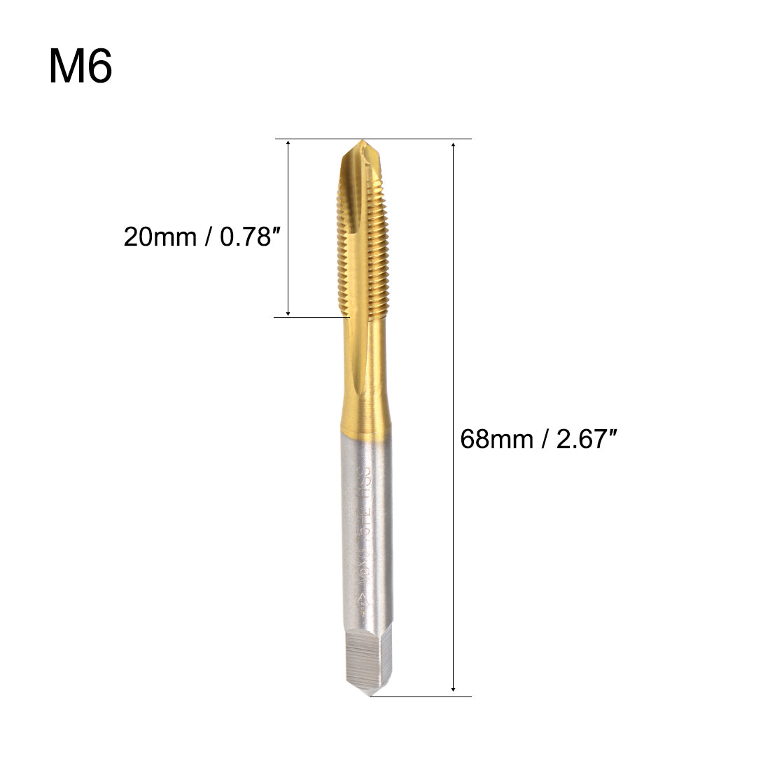 uxcell Uxcell Spiral Point Threading Tap M6 Thread 0.75 Pitch Titanium Coated HSS