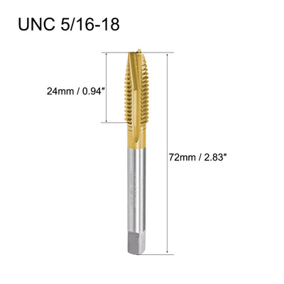 Harfington Uxcell Spiral Point Threading Tap 5/16-18 UNC Thread Pitch High Speed Steel 2pcs