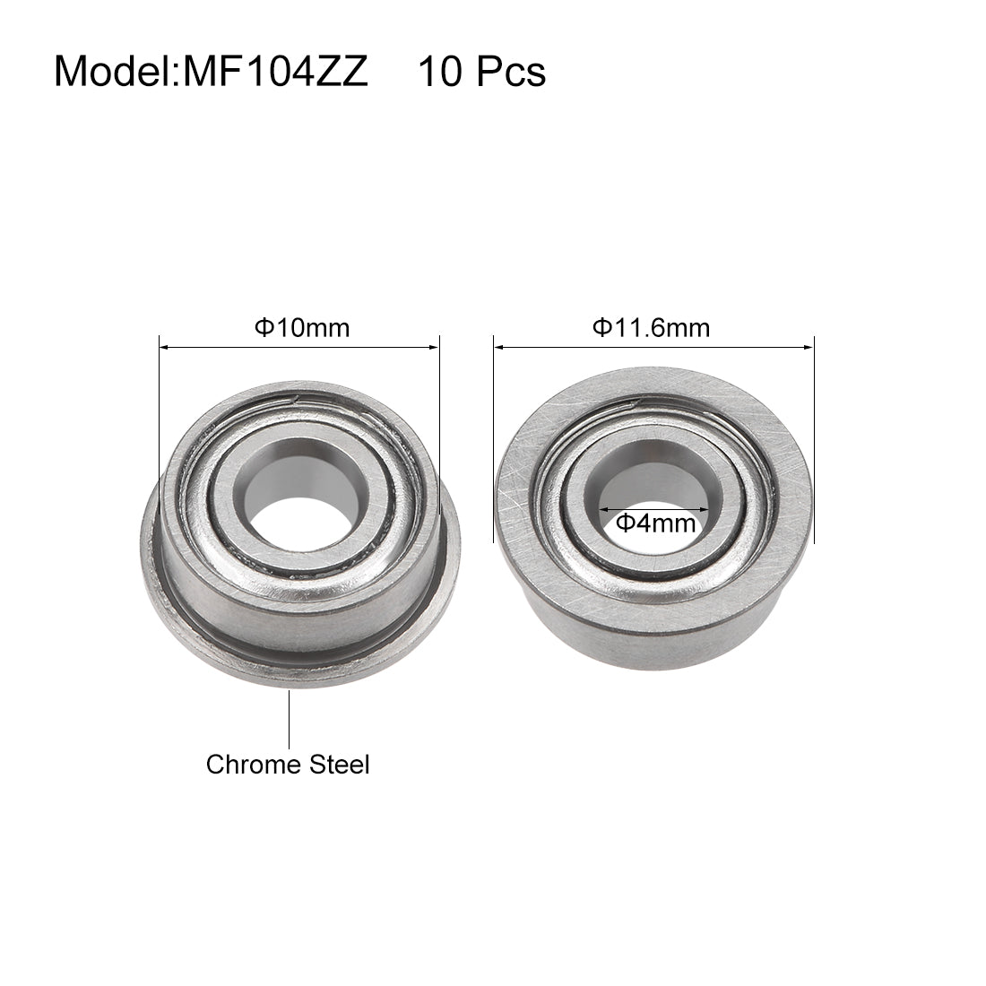 uxcell Uxcell Flanged Ball Bearing Double Shielded Chrome Bearings
