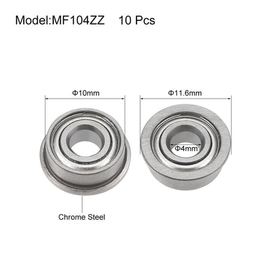 Harfington Uxcell Flanged Ball Bearing Double Shielded Chrome Bearings