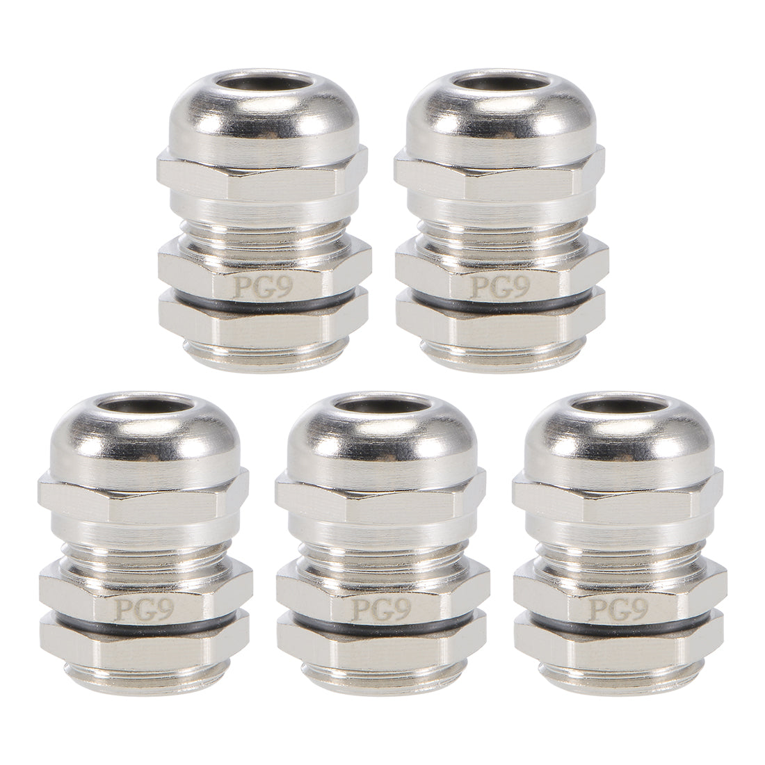 uxcell Uxcell PG9 Cable Gland 4mm-8mm Wire Hole Waterproof Metal Joint Adjustable Locknut with Washer 5pcs
