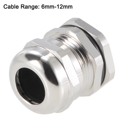 Harfington Uxcell PG13.5 Cable Gland 6mm-12mm Wire Hole Waterproof Metal Joint Adjustable Locknut with Washer 5pcs