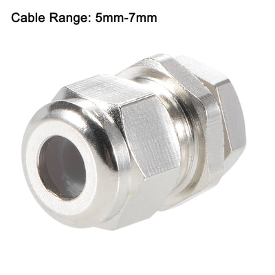 Harfington Uxcell M8x1.25 Cable Gland 5mm-7mm Wire Hole Waterproof Metal Joint Adjustable Locknut with Washer 2pcs