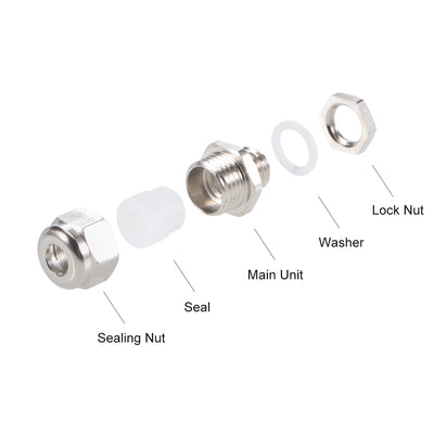 Harfington Uxcell M8x1.25 Cable Gland 5mm-7mm Wire Hole Waterproof Metal Joint Adjustable Locknut with Washer 2pcs