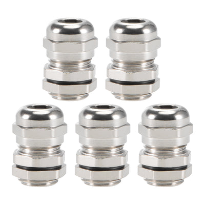 Harfington Uxcell M12x1.5 Cable Gland 3mm-6.5mm Wire Hole Waterproof Metal Joint Adjustable Locknut with Washer 5pcs