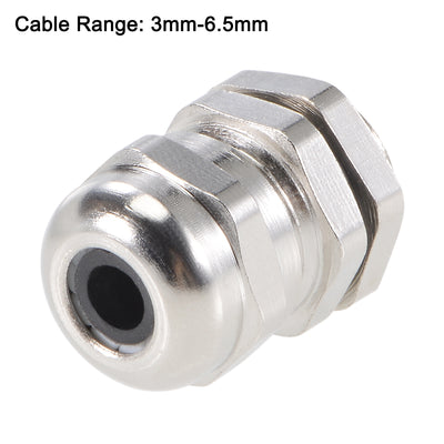 Harfington Uxcell M12x1.5 Cable Gland 3mm-6.5mm Wire Hole Waterproof Metal Joint Adjustable Locknut with Washer 10pcs