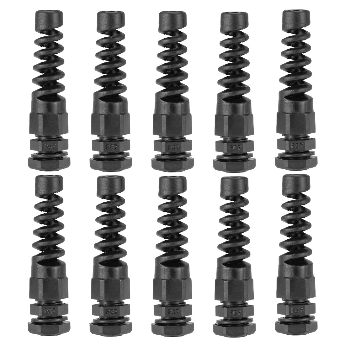 uxcell Uxcell PG7 Cable Gland 3mm-6.5mm Wire Hole Waterproof Nylon Joint Adjustable Locknut with Strain Relief Black 10pcs