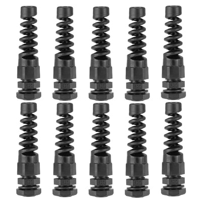 Harfington Uxcell PG7 Cable Gland 3mm-6.5mm Wire Hole Waterproof Nylon Joint Adjustable Locknut with Strain Relief Black 10pcs