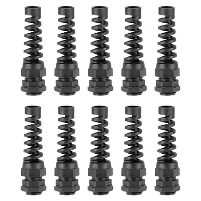Harfington Uxcell PG11 Cable Gland 5mm-10mm Wire Hole Waterproof Nylon Joint Adjustable Locknut with Strain Relief Black 10pcs