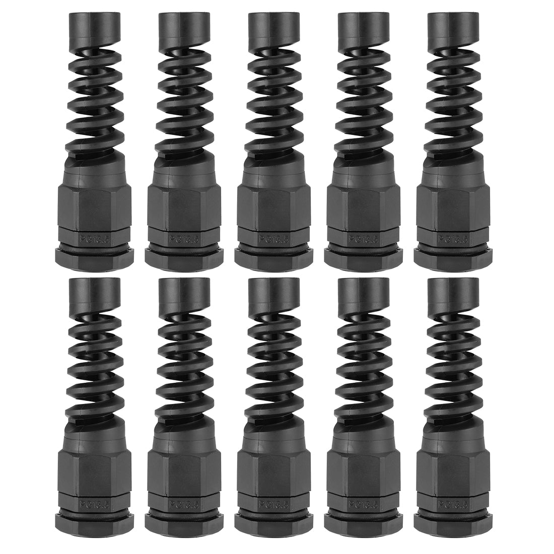 uxcell Uxcell PG13.5 Cable Gland 6mm-11mm Wire Hole Waterproof Nylon Joint Adjustable Locknut with Strain Relief Black 10pcs