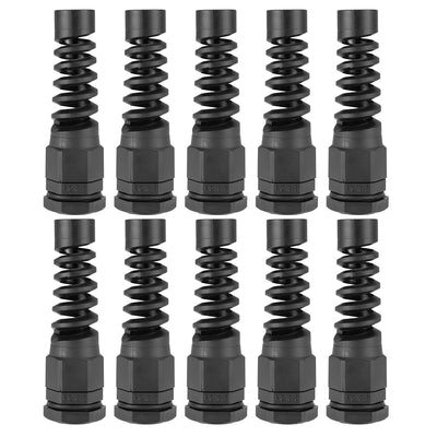 Harfington Uxcell PG13.5 Cable Gland 6mm-11mm Wire Hole Waterproof Nylon Joint Adjustable Locknut with Strain Relief Black 10pcs
