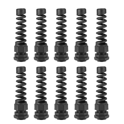 Harfington Uxcell PG16 Cable Gland 10mm-13mm Wire Hole Waterproof Nylon Joint Adjustable Locknut with Strain Relief Black 10pcs