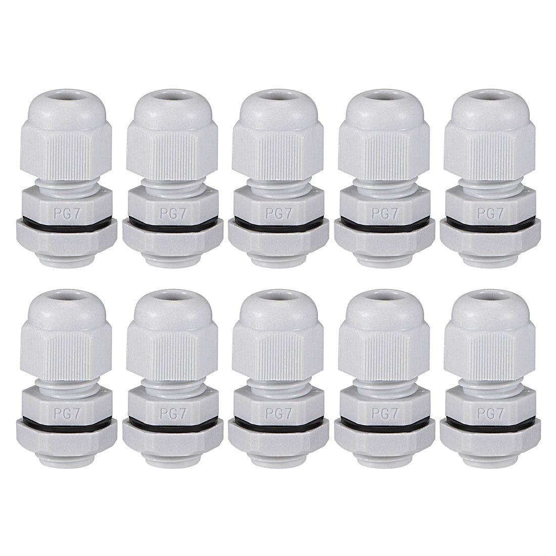 uxcell Uxcell PG7 Cable Gland 2mm-5mm Wire Hole Waterproof Nylon Joint Adjustable Locknut with Washer White 10pcs