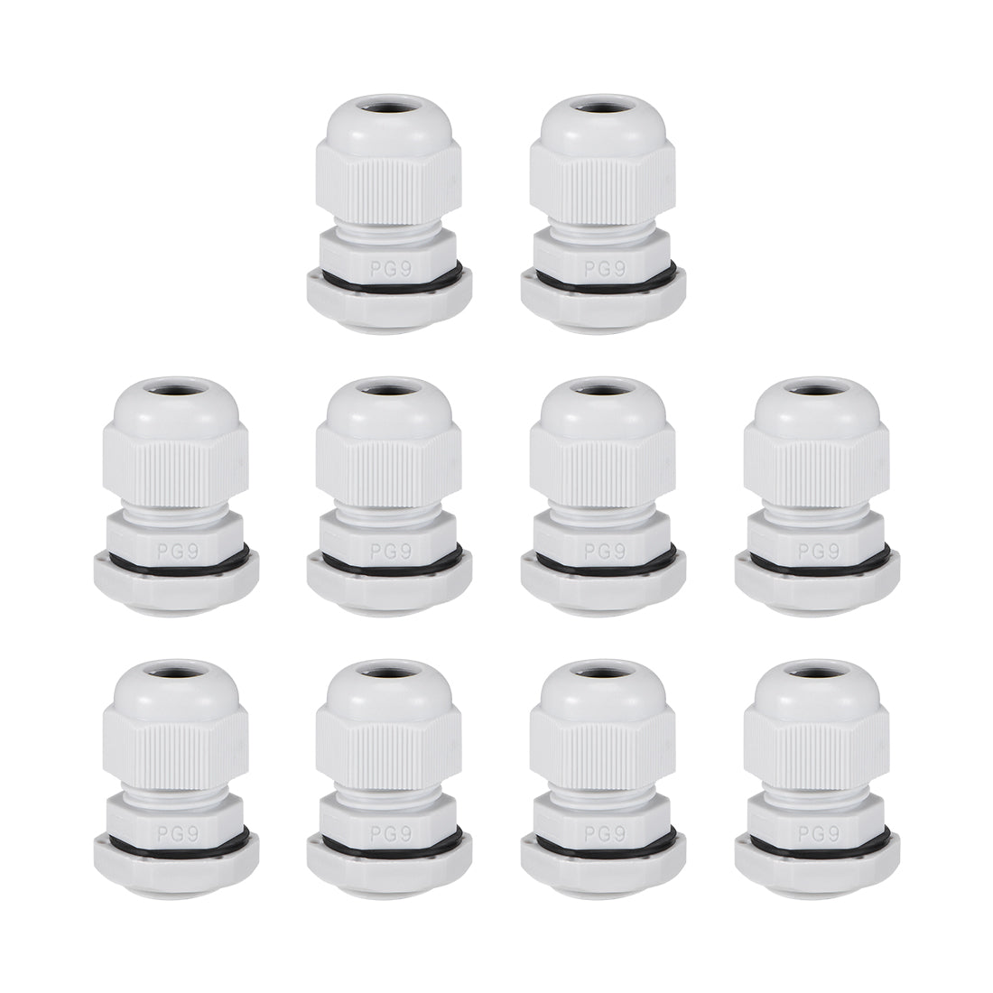 uxcell Uxcell PG9 Cable Gland 2mm-6mm Wire Hole Waterproof Nylon Joint Adjustable Locknut with Washer White 10pcs