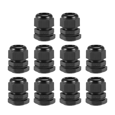 Harfington Uxcell PG13.5 Cable Gland 5mm-9mm Wire Hole Waterproof Nylon Joint Adjustable Locknut with Washer Black 10pcs