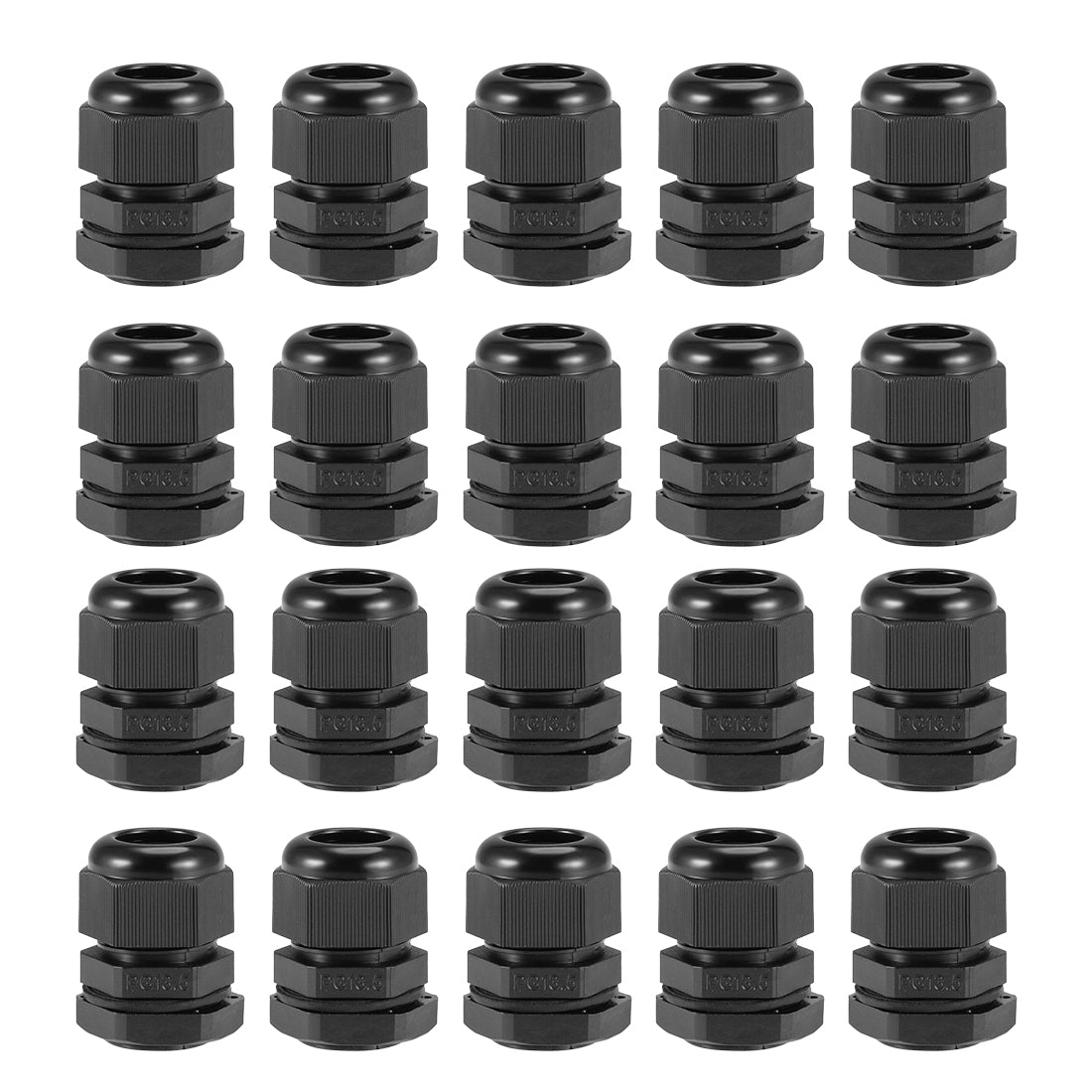 uxcell Uxcell PG13.5 Cable Gland 5mm-9mm Wire Hole Waterproof Nylon Joint Adjustable Locknut with Washer Black 20pcs