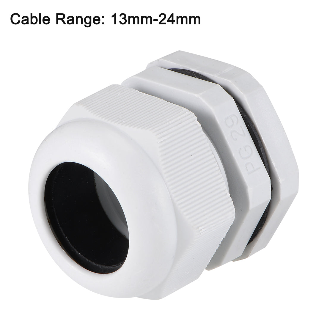 uxcell Uxcell PG29 Cable Gland 13mm-24mm Wire Hole Waterproof Nylon Joint Adjustable Locknut with Washer White 10pcs