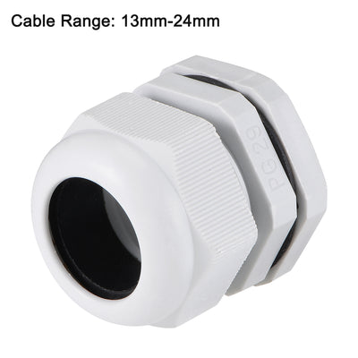 Harfington Uxcell PG29 Cable Gland 13mm-24mm Wire Hole Waterproof Nylon Joint Adjustable Locknut with Washer White 10pcs